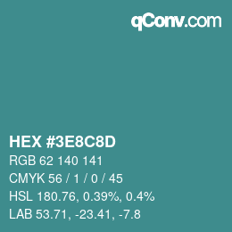 Farbcode: HEX #3E8C8D | qconv.com