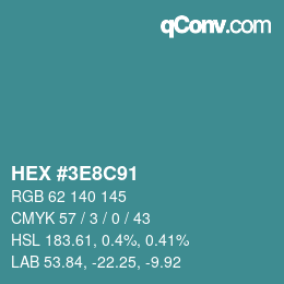 Color code: HEX #3E8C91 | qconv.com