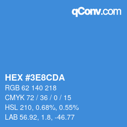 カラーコード: HEX #3E8CDA | qconv.com