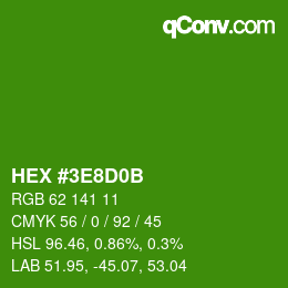 Color code: HEX #3E8D0B | qconv.com