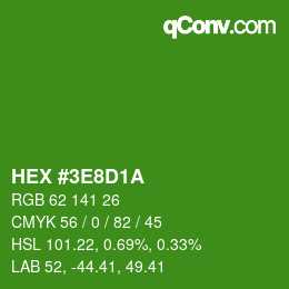 Color code: HEX #3E8D1A | qconv.com