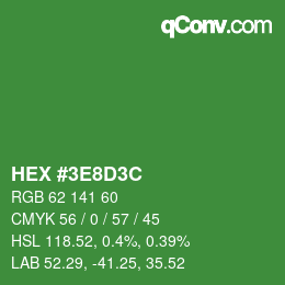 カラーコード: HEX #3E8D3C | qconv.com