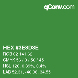 Farbcode: HEX #3E8D3E | qconv.com
