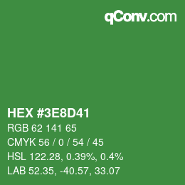 Color code: HEX #3E8D41 | qconv.com