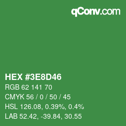 Color code: HEX #3E8D46 | qconv.com