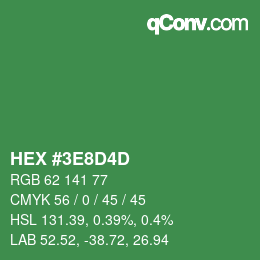 Color code: HEX #3E8D4D | qconv.com