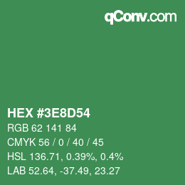カラーコード: HEX #3E8D54 | qconv.com
