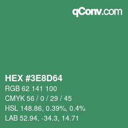 Color code: HEX #3E8D64 | qconv.com