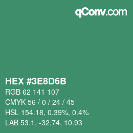 Farbcode: HEX #3E8D6B | qconv.com