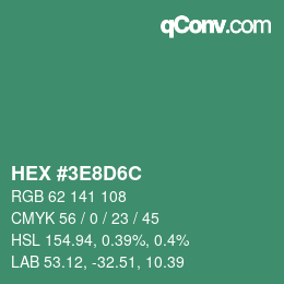 Color code: HEX #3E8D6C | qconv.com