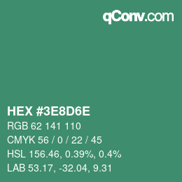 Color code: HEX #3E8D6E | qconv.com