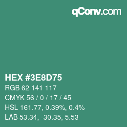Color code: HEX #3E8D75 | qconv.com