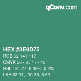 Color code: HEX #3E8D75 | qconv.com