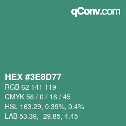 Color code: HEX #3E8D77 | qconv.com