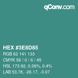 Color code: HEX #3E8D85 | qconv.com