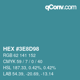 Color code: HEX #3E8D98 | qconv.com