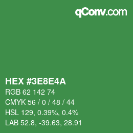 颜色代码: HEX #3E8E4A | qconv.com