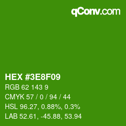 Color code: HEX #3E8F09 | qconv.com
