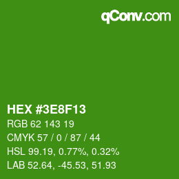 Color code: HEX #3E8F13 | qconv.com