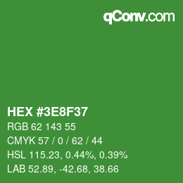 カラーコード: HEX #3E8F37 | qconv.com