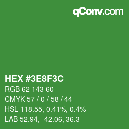 カラーコード: HEX #3E8F3C | qconv.com
