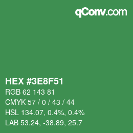 Farbcode: HEX #3E8F51 | qconv.com