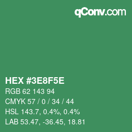 Farbcode: HEX #3E8F5E | qconv.com