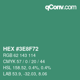 Color code: HEX #3E8F72 | qconv.com