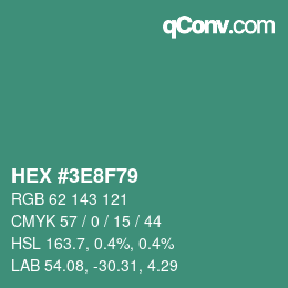 Color code: HEX #3E8F79 | qconv.com