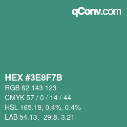 颜色代码: HEX #3E8F7B | qconv.com