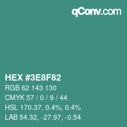 Color code: HEX #3E8F82 | qconv.com