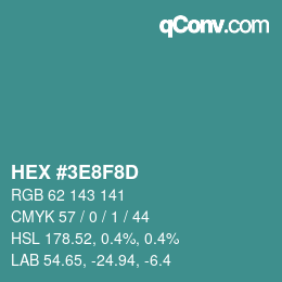 Color code: HEX #3E8F8D | qconv.com
