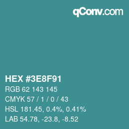 Color code: HEX #3E8F91 | qconv.com