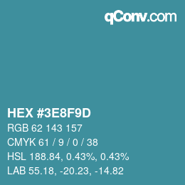 Color code: HEX #3E8F9D | qconv.com