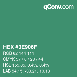 Color code: HEX #3E906F | qconv.com