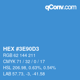 カラーコード: HEX #3E90D3 | qconv.com