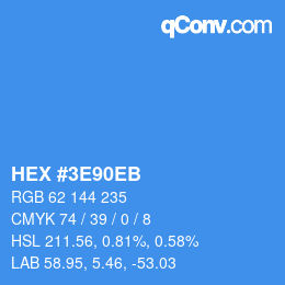 カラーコード: HEX #3E90EB | qconv.com