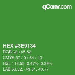 Color code: HEX #3E9134 | qconv.com