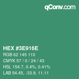Color code: HEX #3E916E | qconv.com
