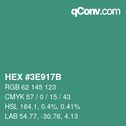 カラーコード: HEX #3E917B | qconv.com