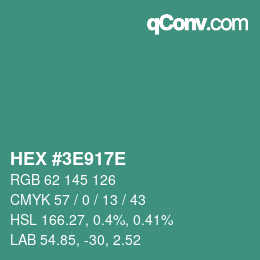 Color code: HEX #3E917E | qconv.com