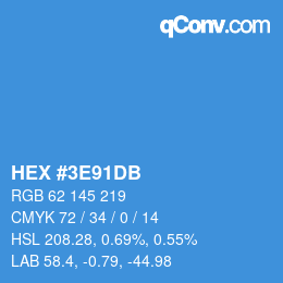 Color code: HEX #3E91DB | qconv.com