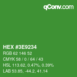 Color code: HEX #3E9234 | qconv.com