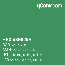 Color code: HEX #3E925E | qconv.com