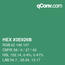 カラーコード: HEX #3E926B | qconv.com