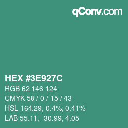 Color code: HEX #3E927C | qconv.com
