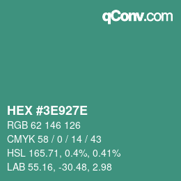Color code: HEX #3E927E | qconv.com