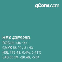 Color code: HEX #3E928D | qconv.com