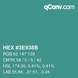 Color code: HEX #3E938B | qconv.com