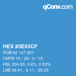 Color code: HEX #3E93CF | qconv.com